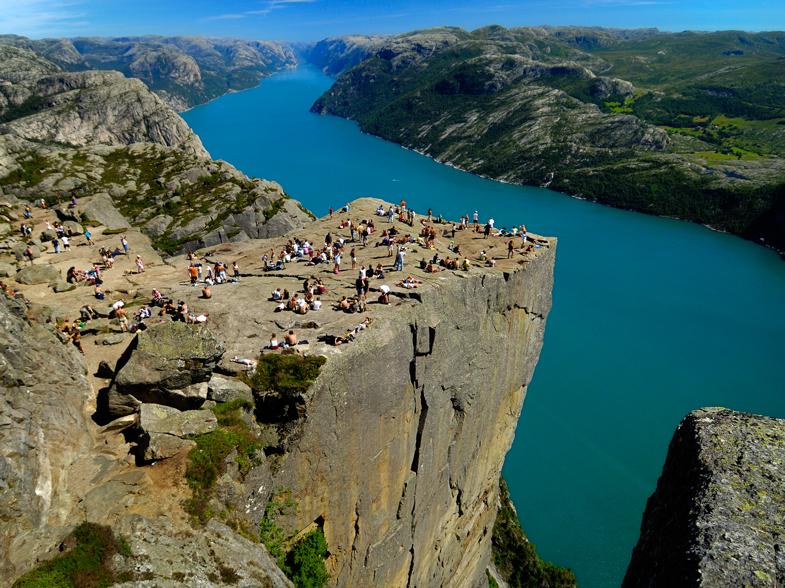 Preikestolen - the Pulpit Rock, perched 2000 feet over a fjord